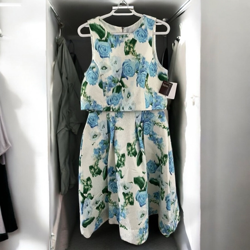 NWT Floral Jaquard Fit&Flare Midi Dress with Pockets | Winter vcay dress |Sz 16 - Picture 2 of 10